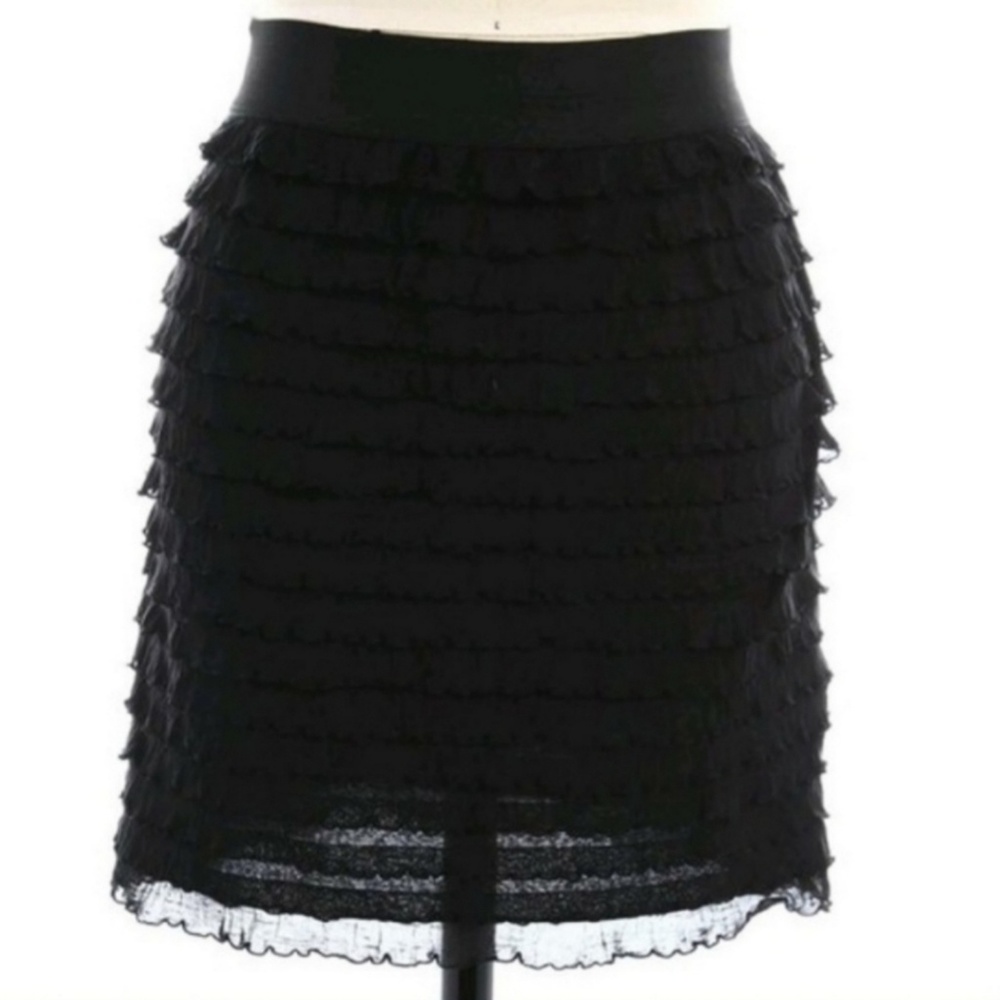 [Lush] Black Tiered Layered Ruffle Mini-Skirt